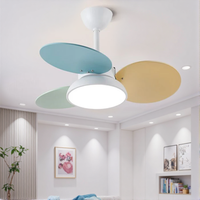 Macaron farverig runde loftsventilator med LED -lys