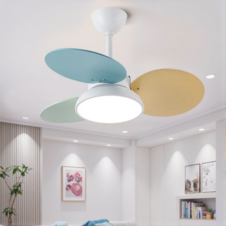 Macaron Farverig Rund Loftsventilator Med LED Lys