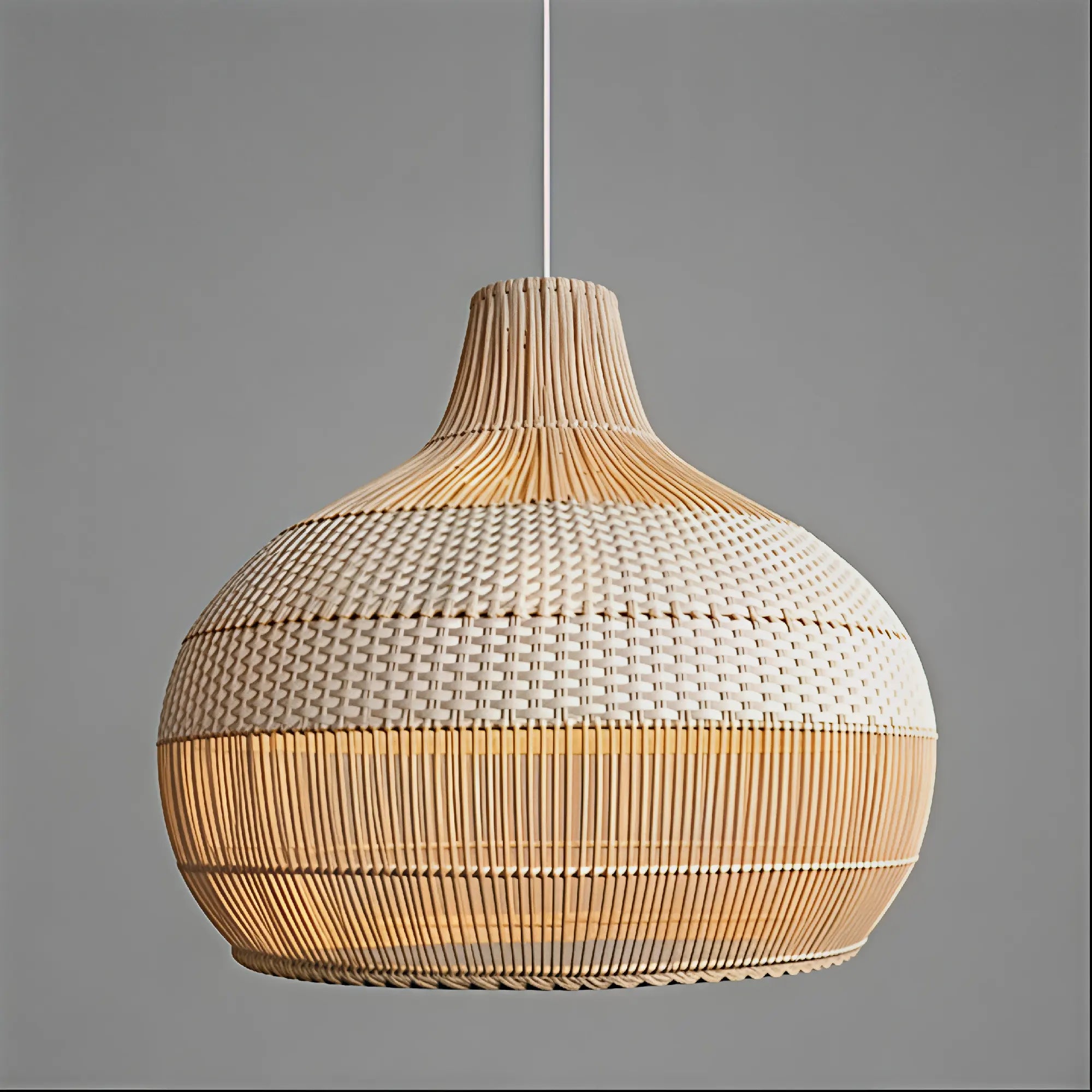 Lampada a sospensione classica rotonda in rattan