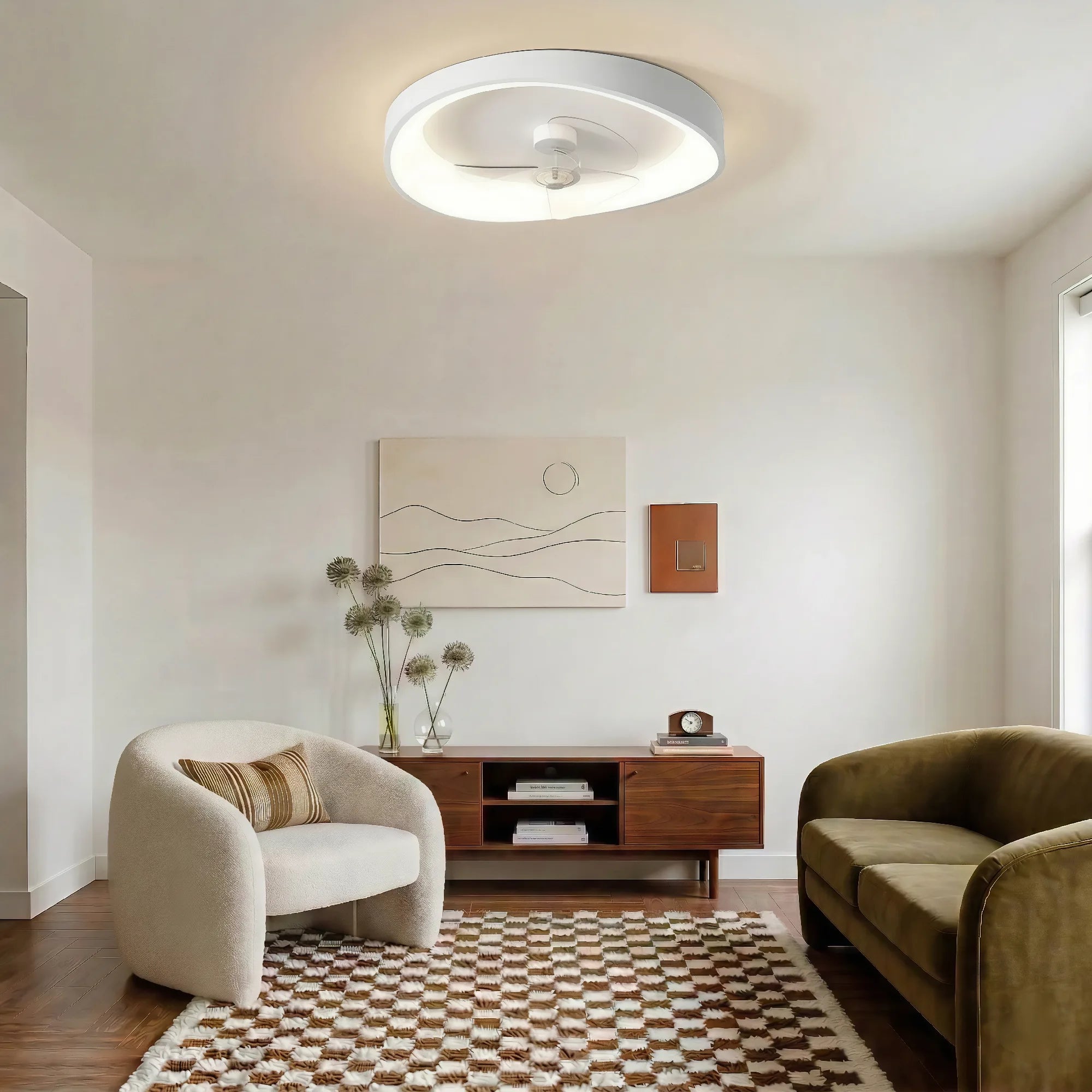 Modern Minimalism White Ceiling Fan With Light
