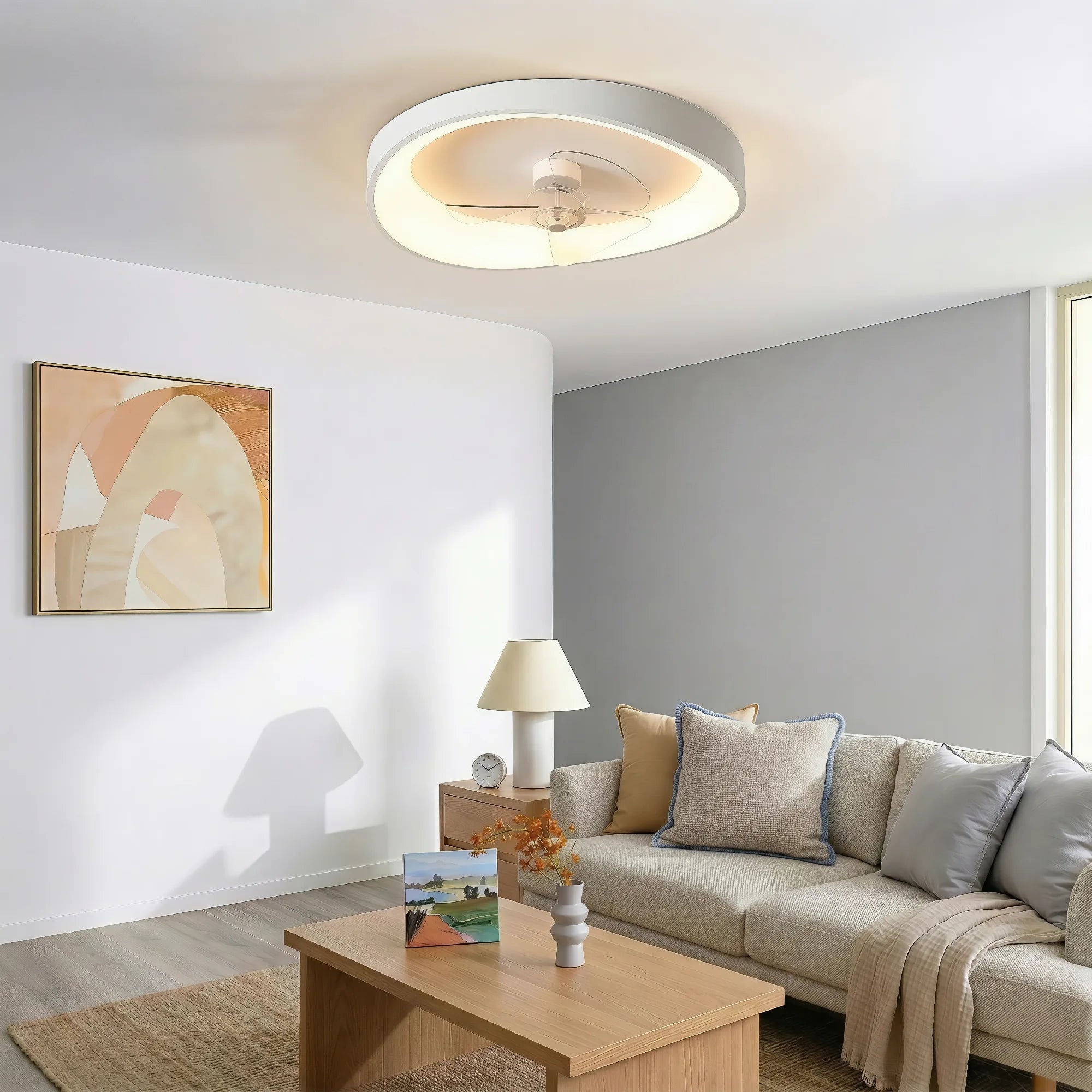 Modern Minimalism White Ceiling Fan With Light