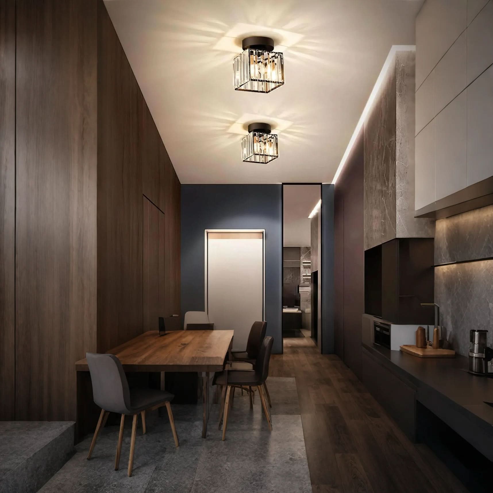 GlareFusion Plafonnier LED en verre cristal nordique moderne