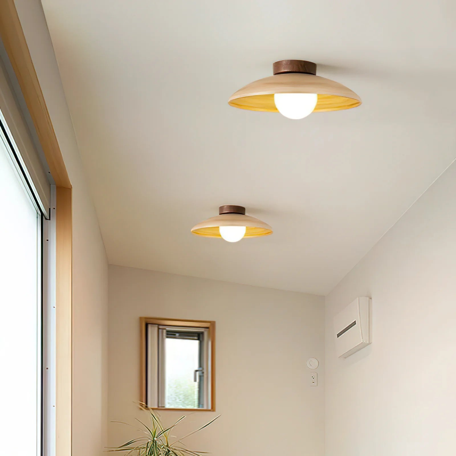 Plafonnier rond classique en bois