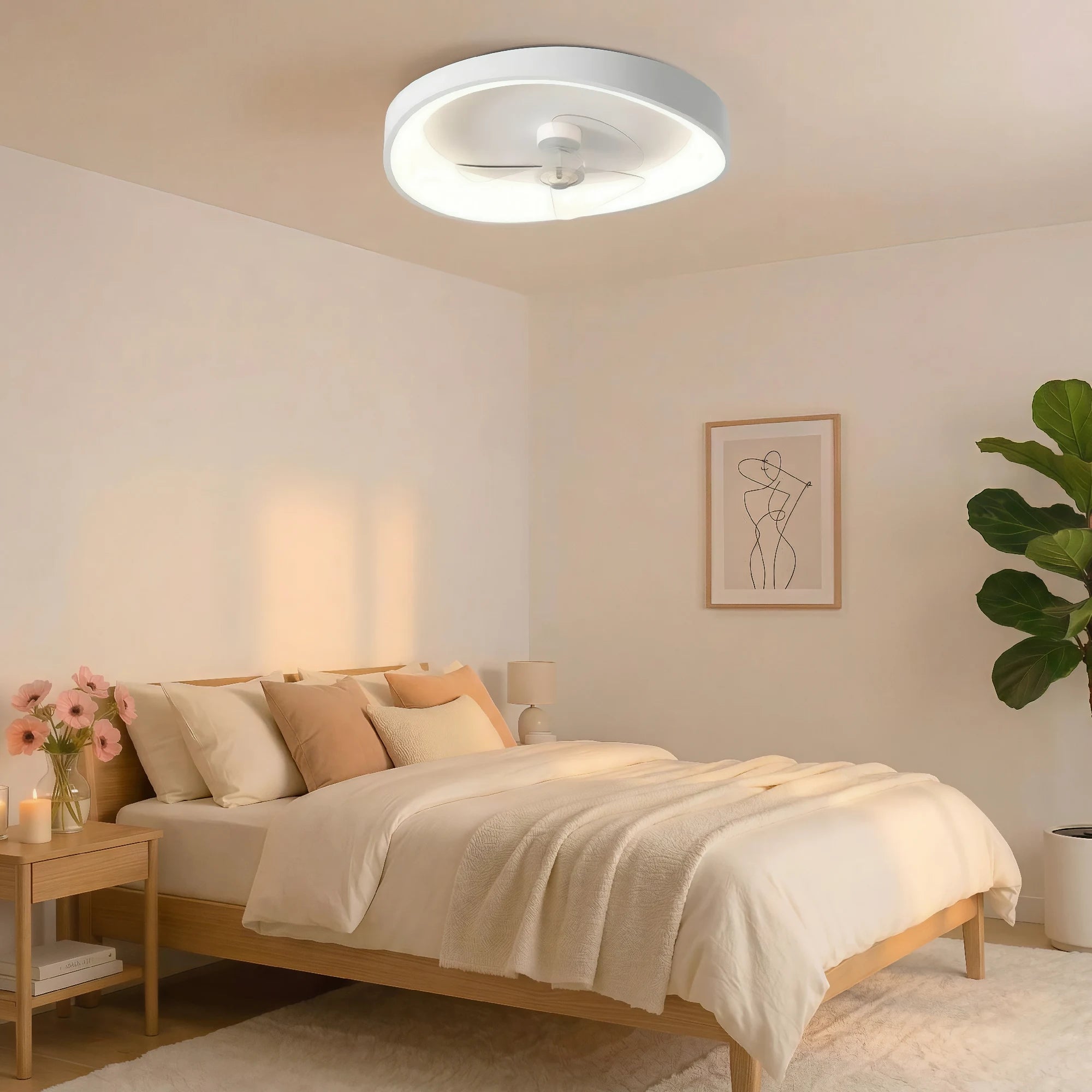 Modern Minimalism White Ceiling Fan With Light