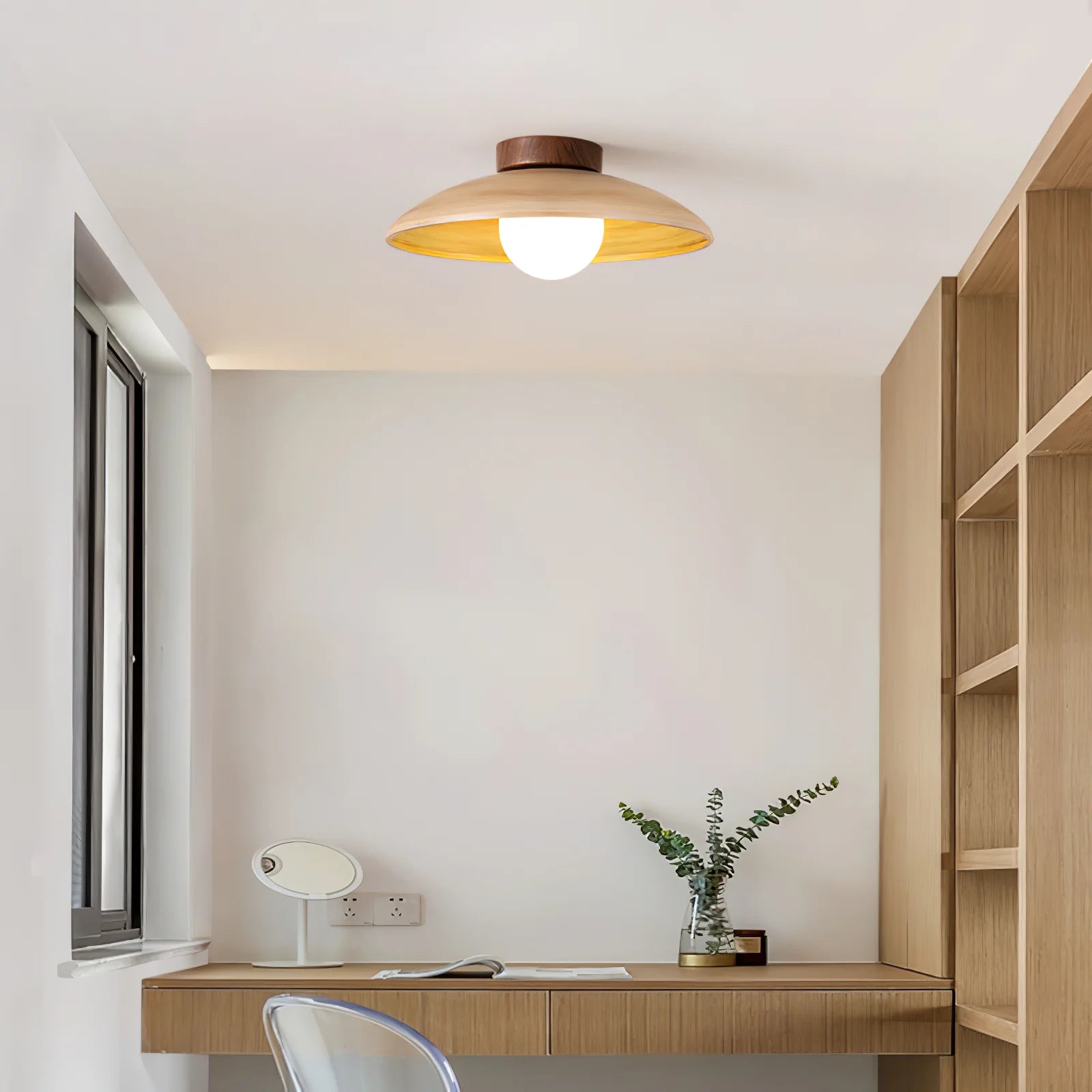 Plafonnier rond classique en bois