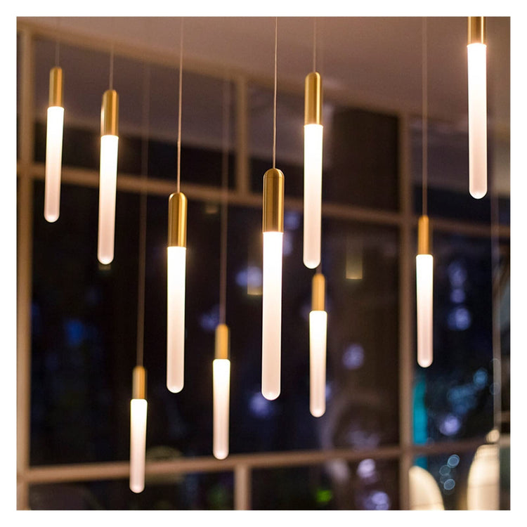Modern Long Tube Cylindrical Suspension Pendant Light