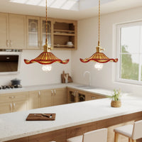 Glarefusion Vintage Glass Hibiscus Flower Pendant Light