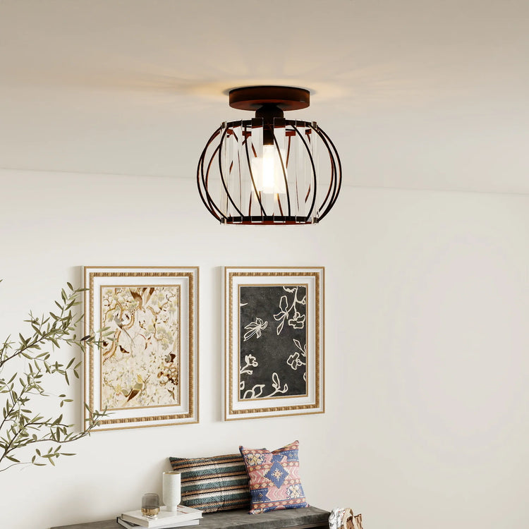 Moderne kreativ lanterneformet glasloftslampe