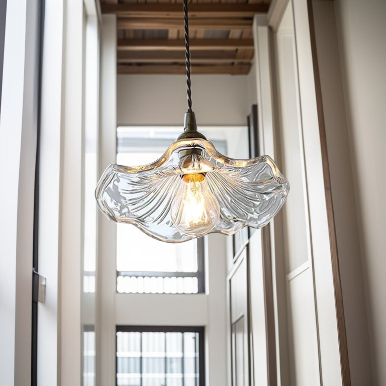 Retro Lotus Leaf Shape Glass Pendant Lamp