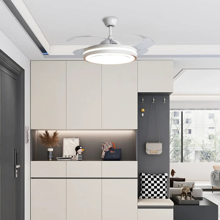 Hvid Metal Fjernbetjening Loftsventilator Med Lys