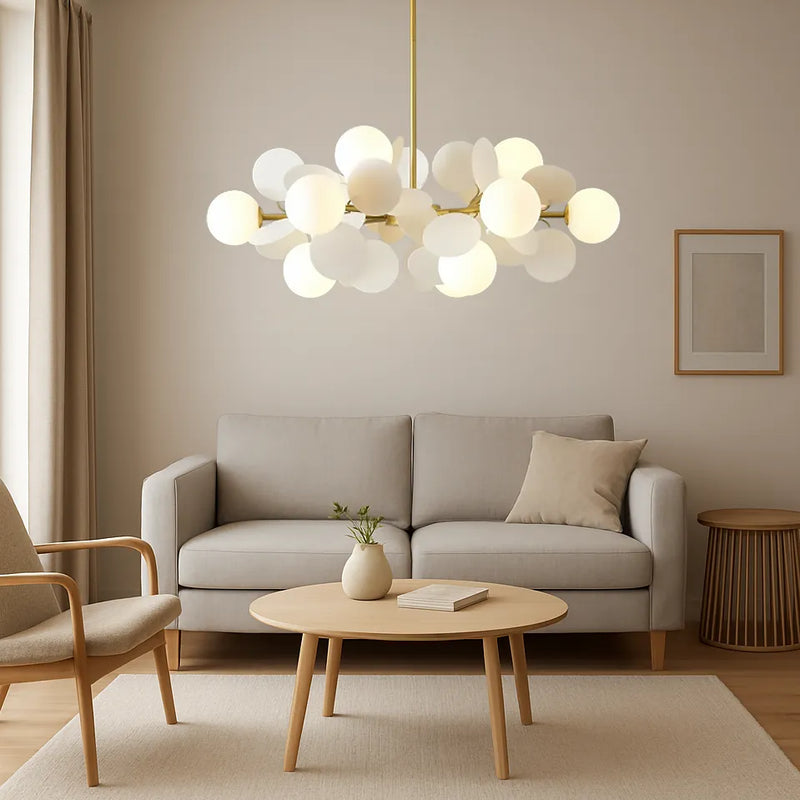 Modern Rounded Orbs Glass Chandelier