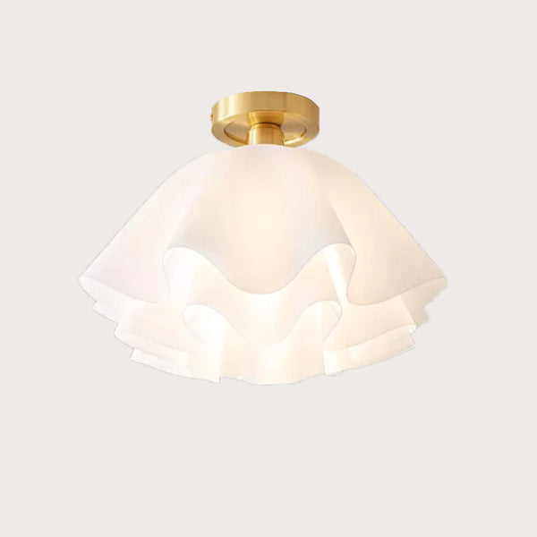 Moderne hvid blomst semi flush-monteret loftslampe