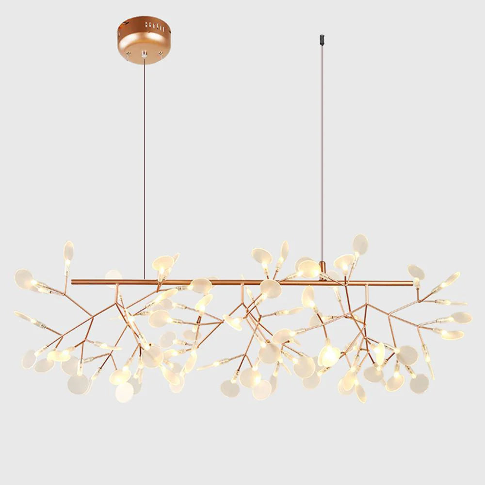 Lampadario luminoso in oro rosa