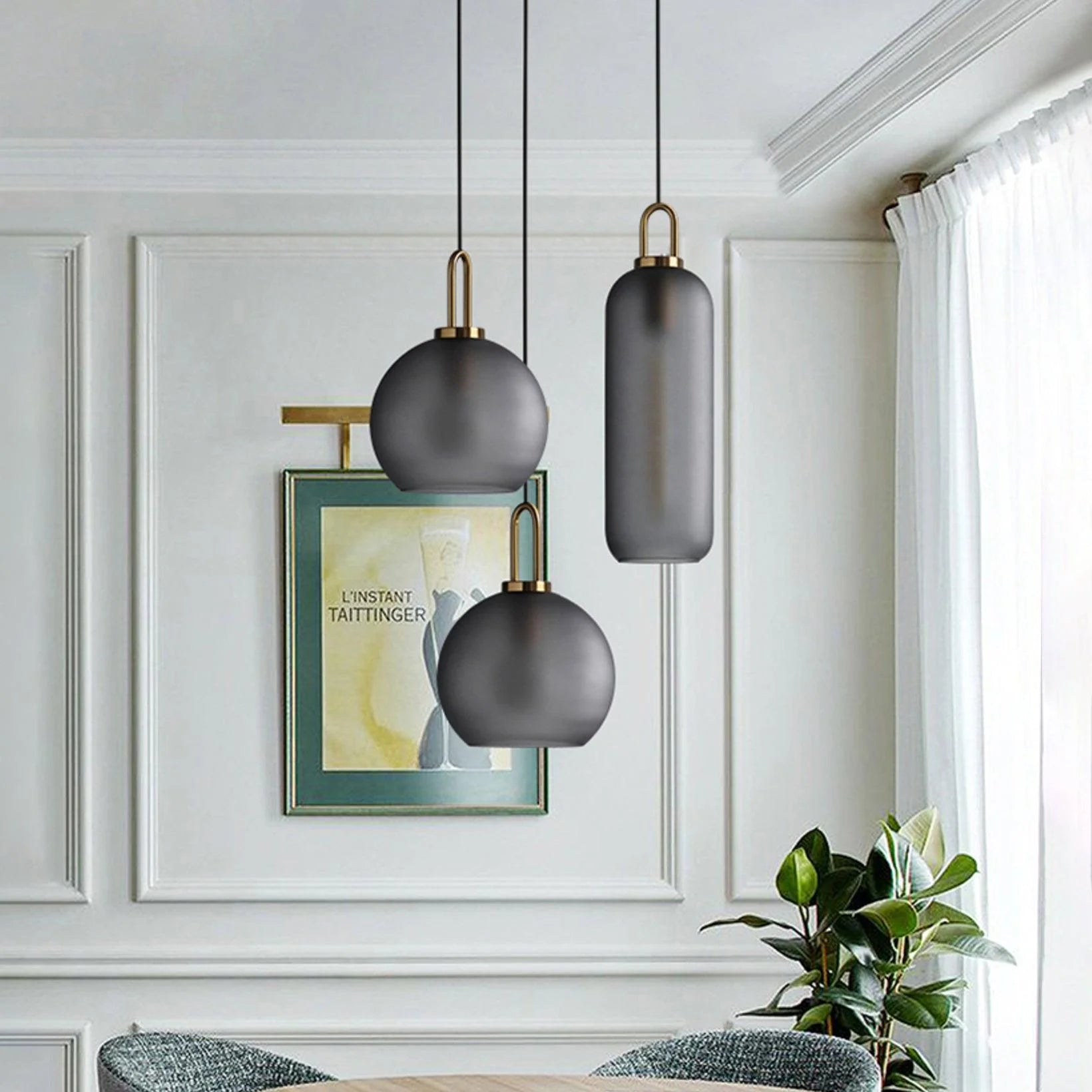 Lampe à Suspension Pendule Vintage en Verre