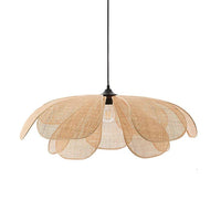 Retro floral rattan hanger lamp