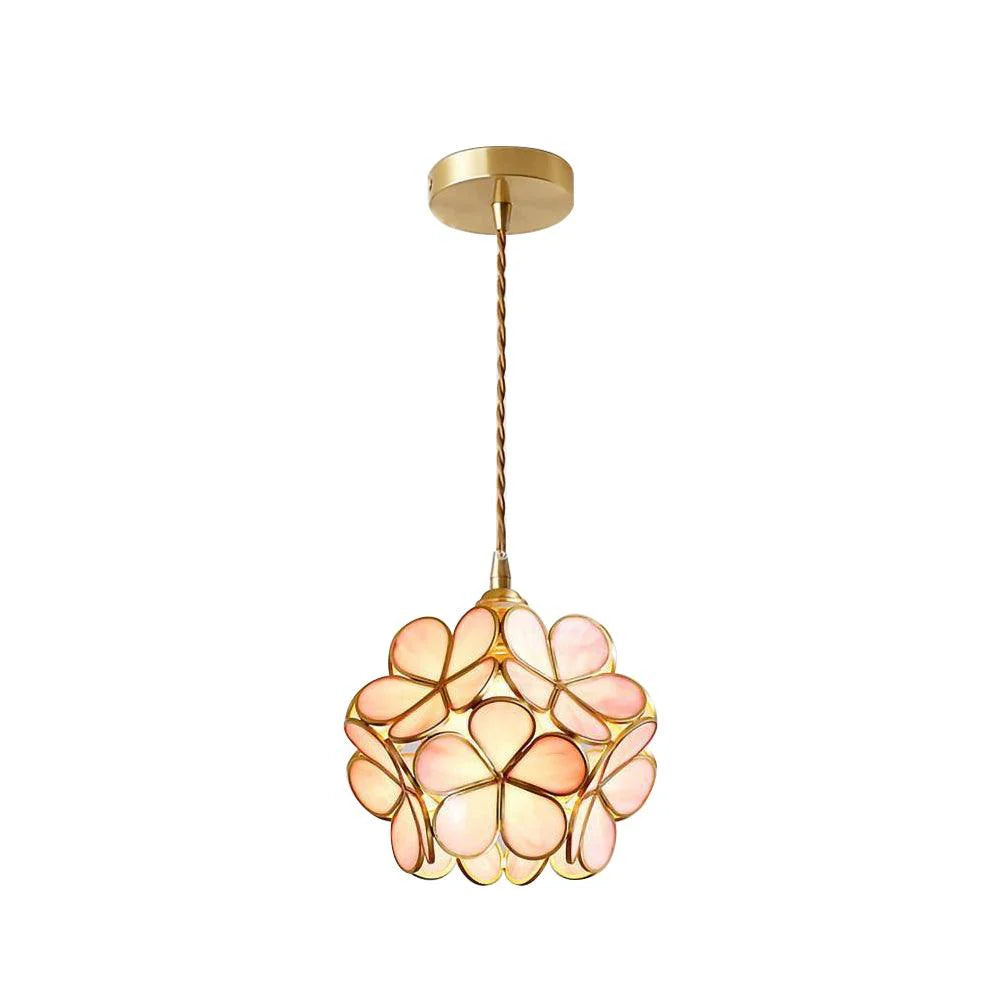 Lampe à suspension chic en verre floral