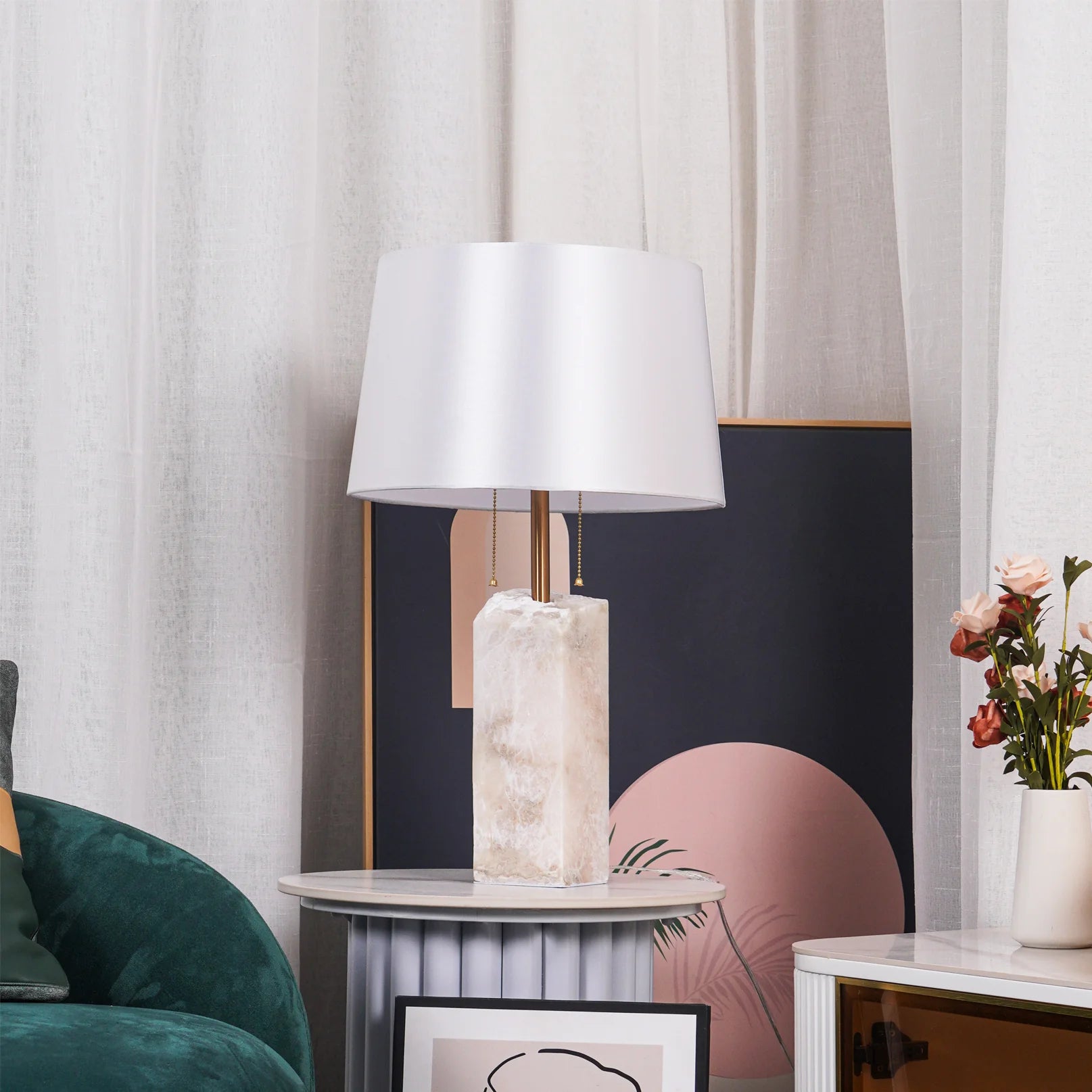 Modern Rectangular Alabaster Table Lamp