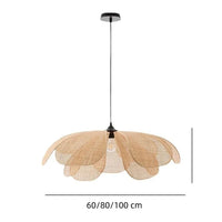 Retro floral rattan hanger lamp