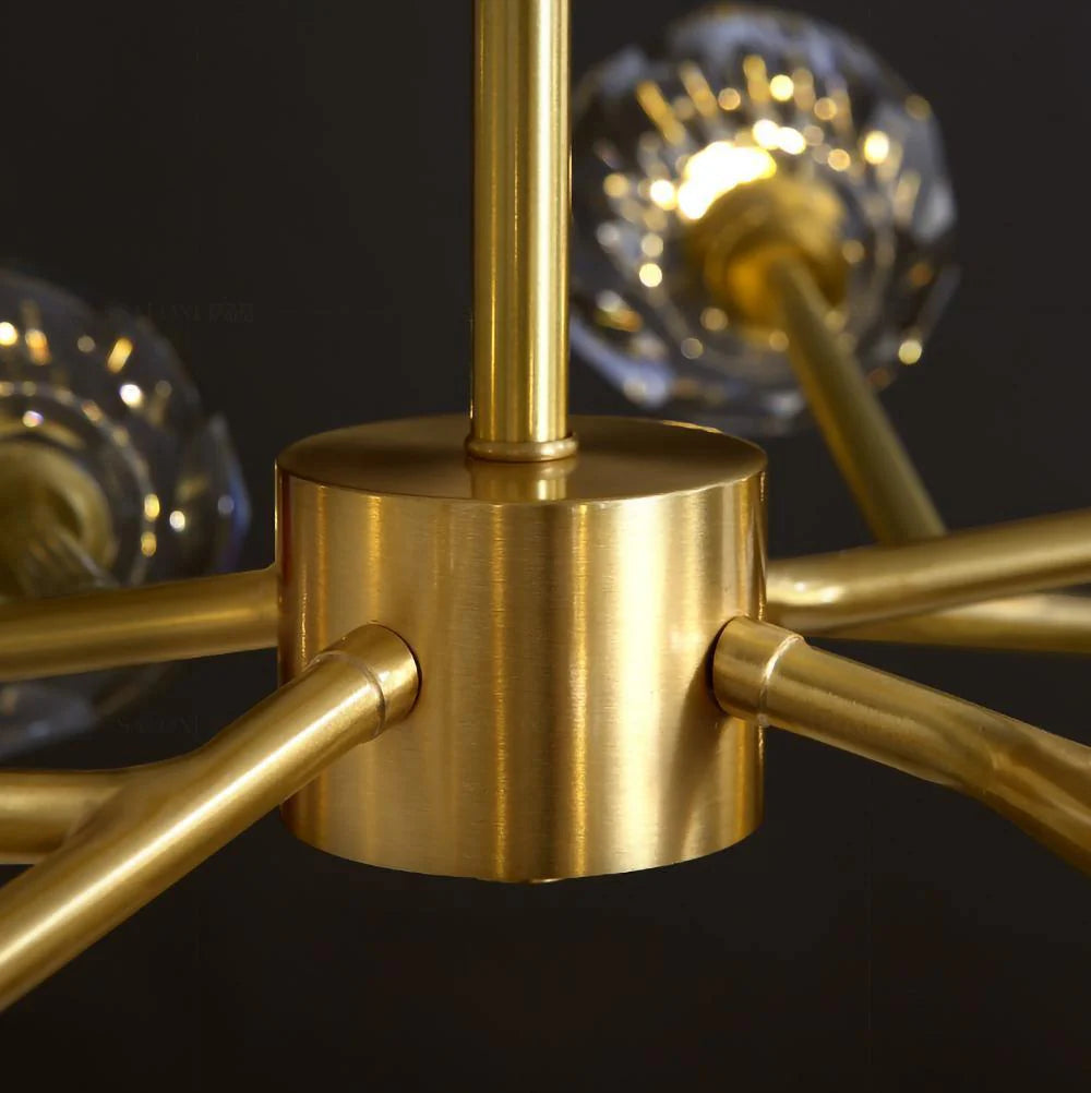 Lampadario a cascata con sfera di vetro