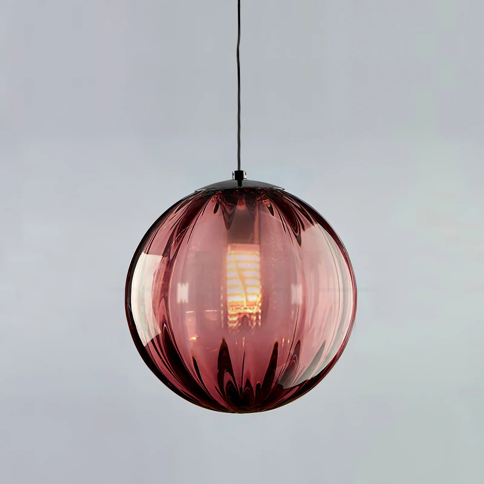Moderne rund glaskugle pendellampe