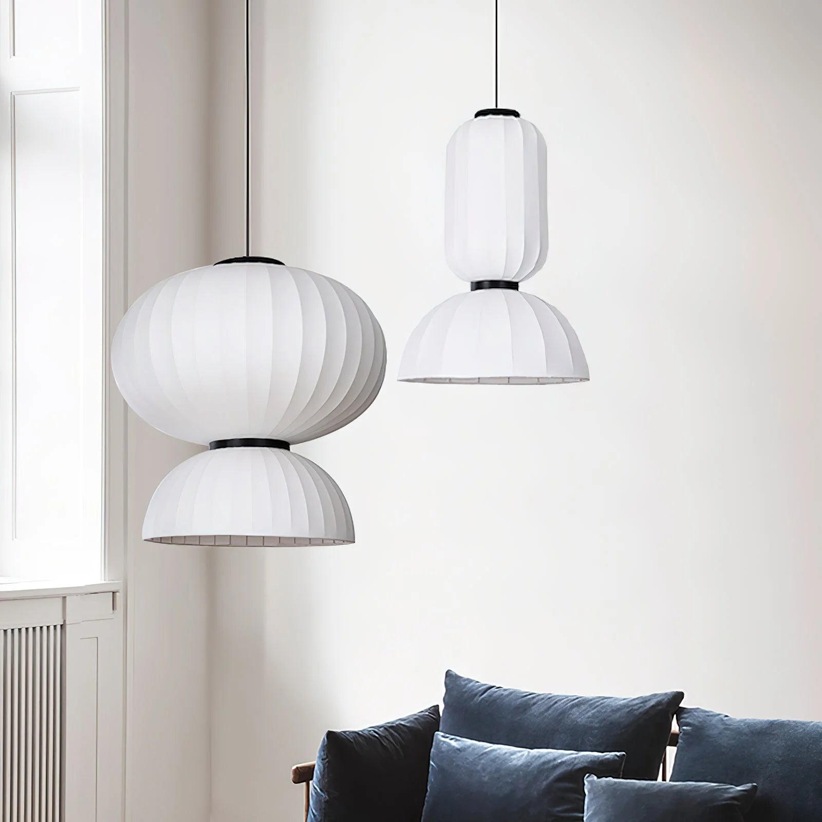 Suspension ronde minimaliste en soie