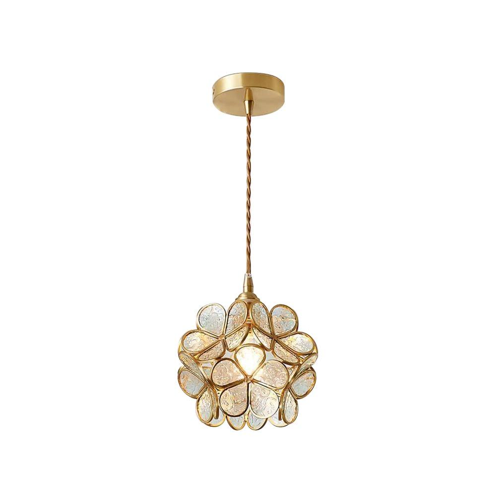 Lampe à suspension chic en verre floral