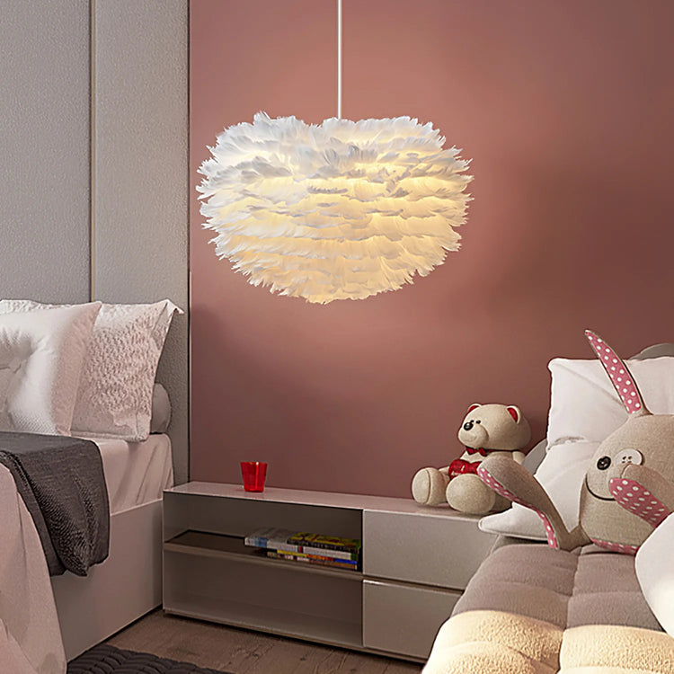 Trendy afrundet fjer pendel