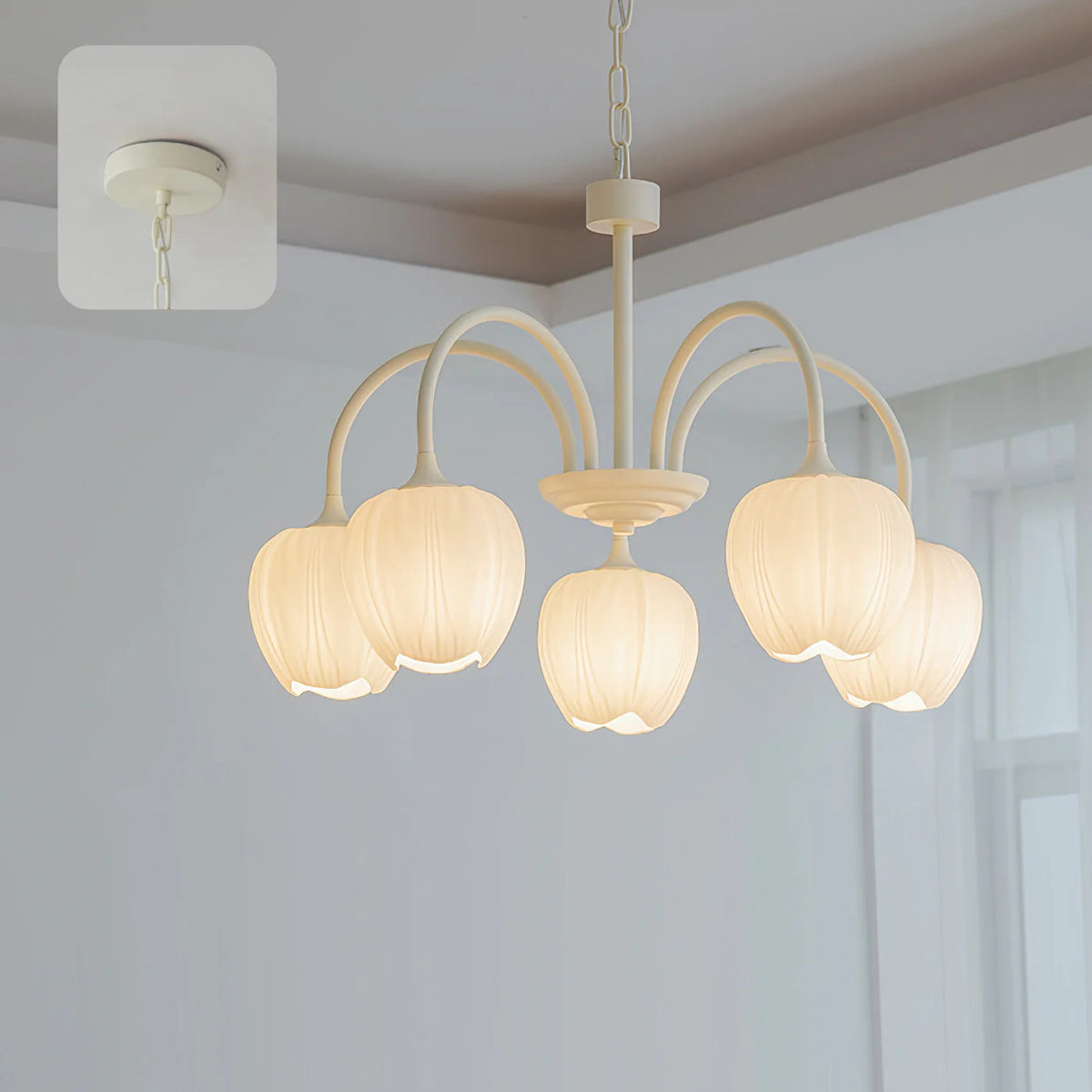 Lampadario di soggiorno minimalista moderno color crema