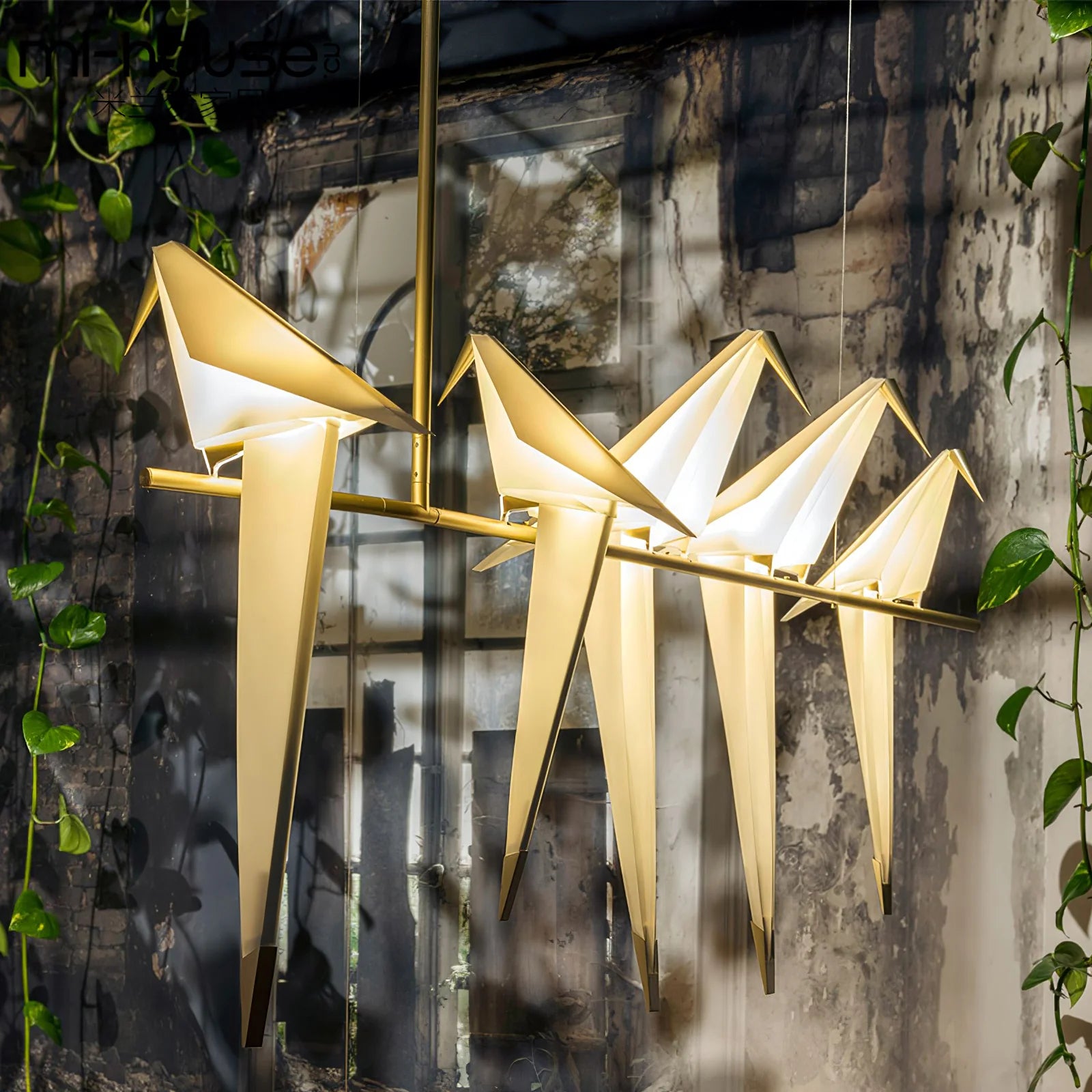 Lampadario LED a forma di uccello origami