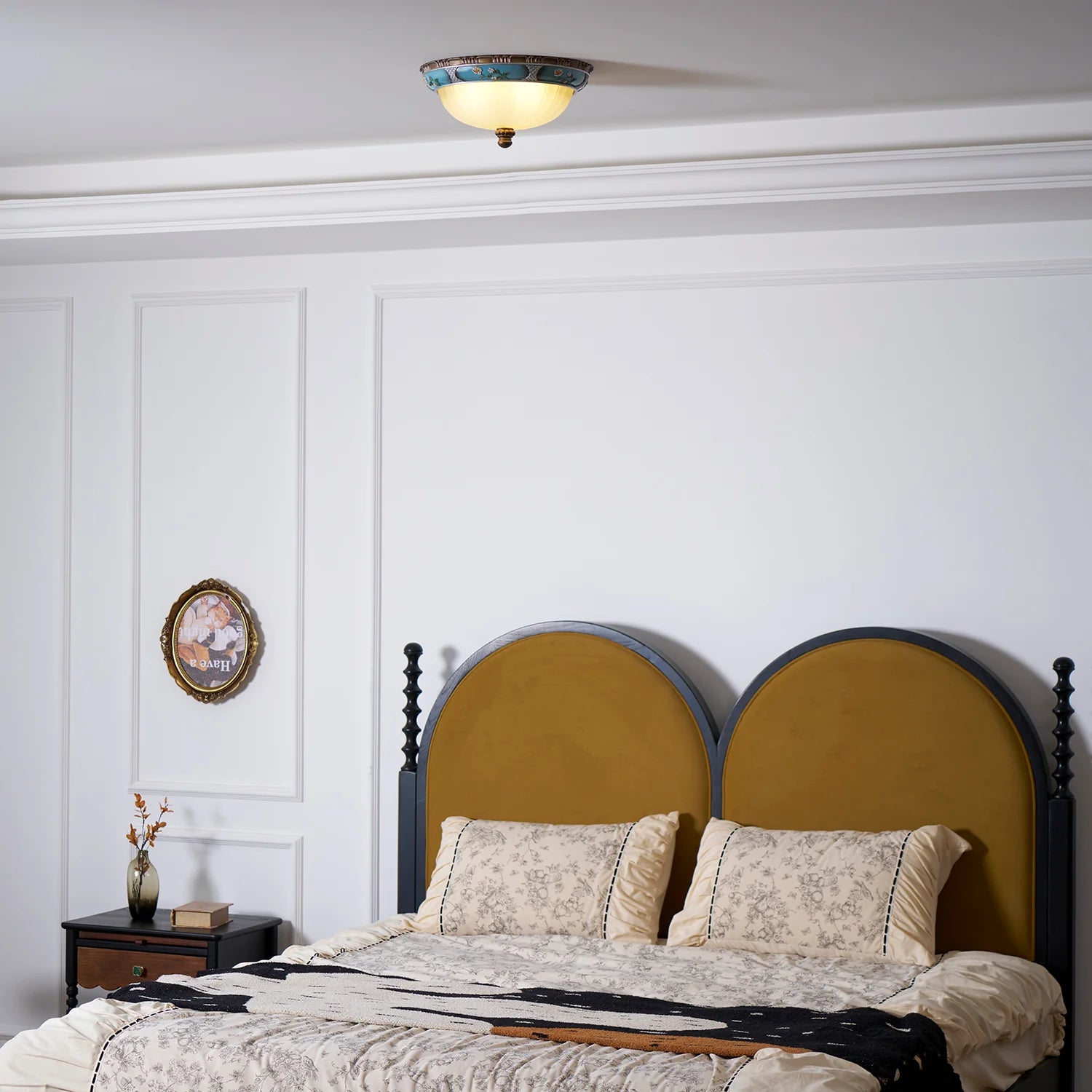 Oriental Half Round Resin Ceiling Light