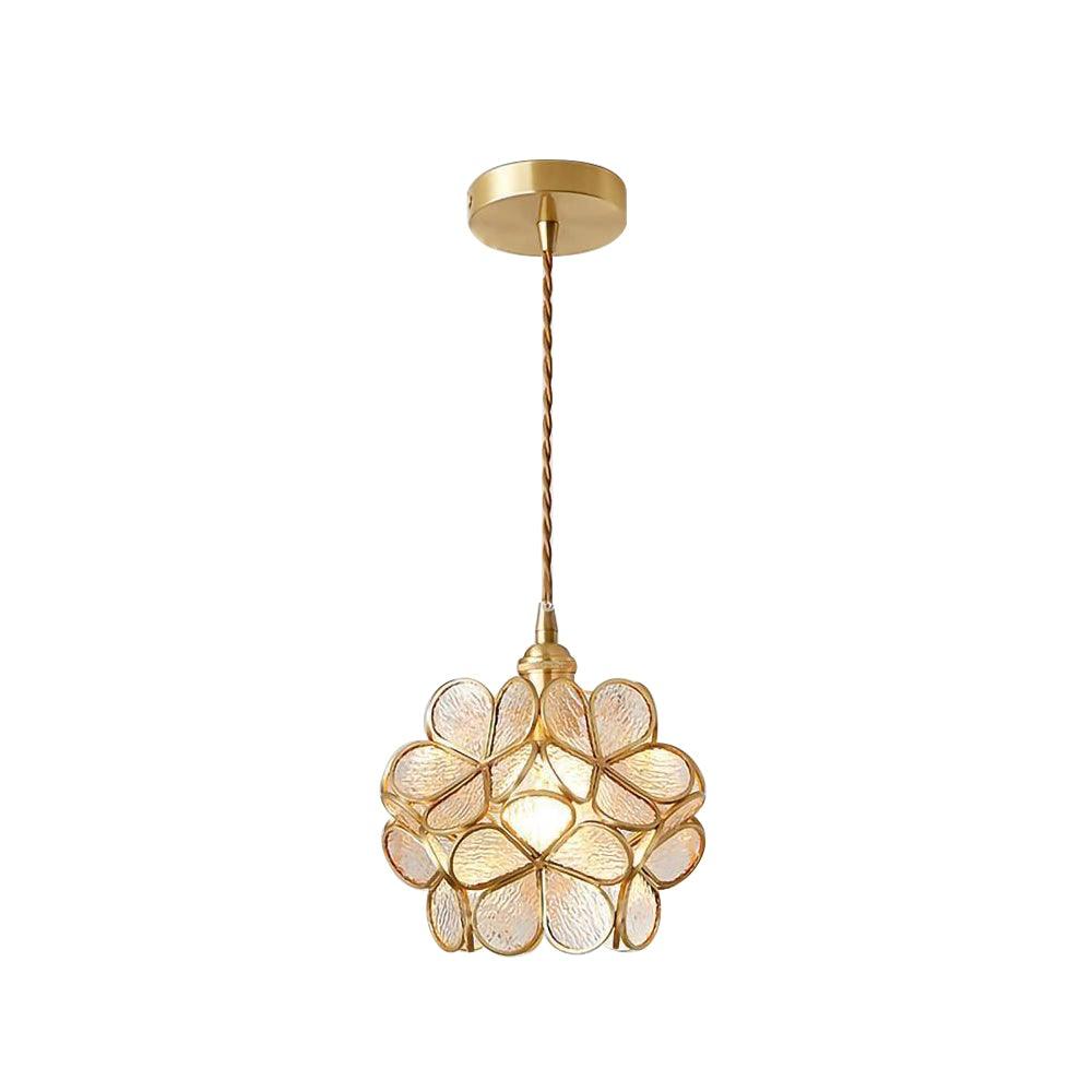 Lampe à suspension chic en verre floral