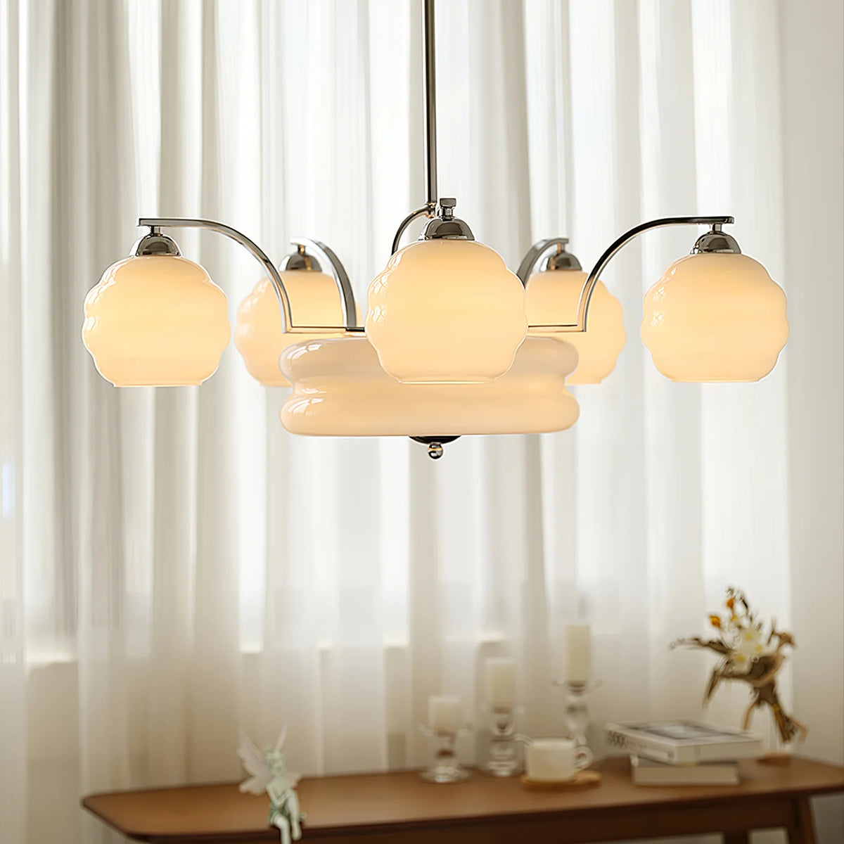 Opalin Art Deco lysekrone