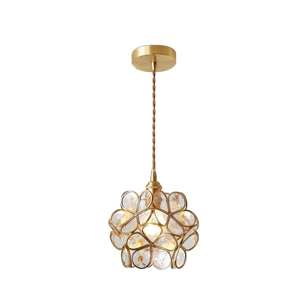 Lampe à suspension chic en verre floral