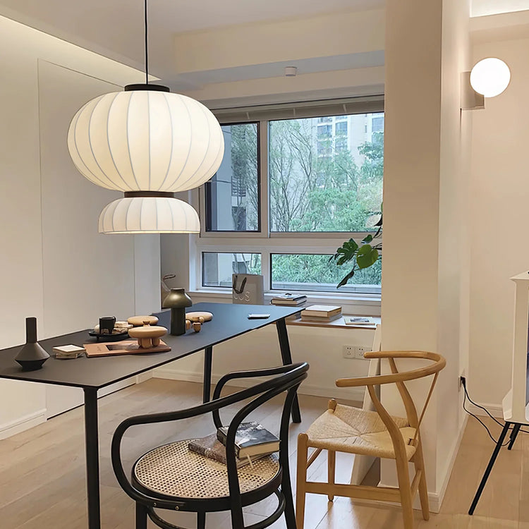 Minimalistisk rund silke pendellampe