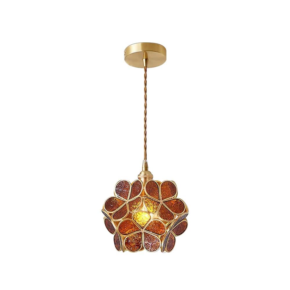 Lampe à suspension chic en verre floral