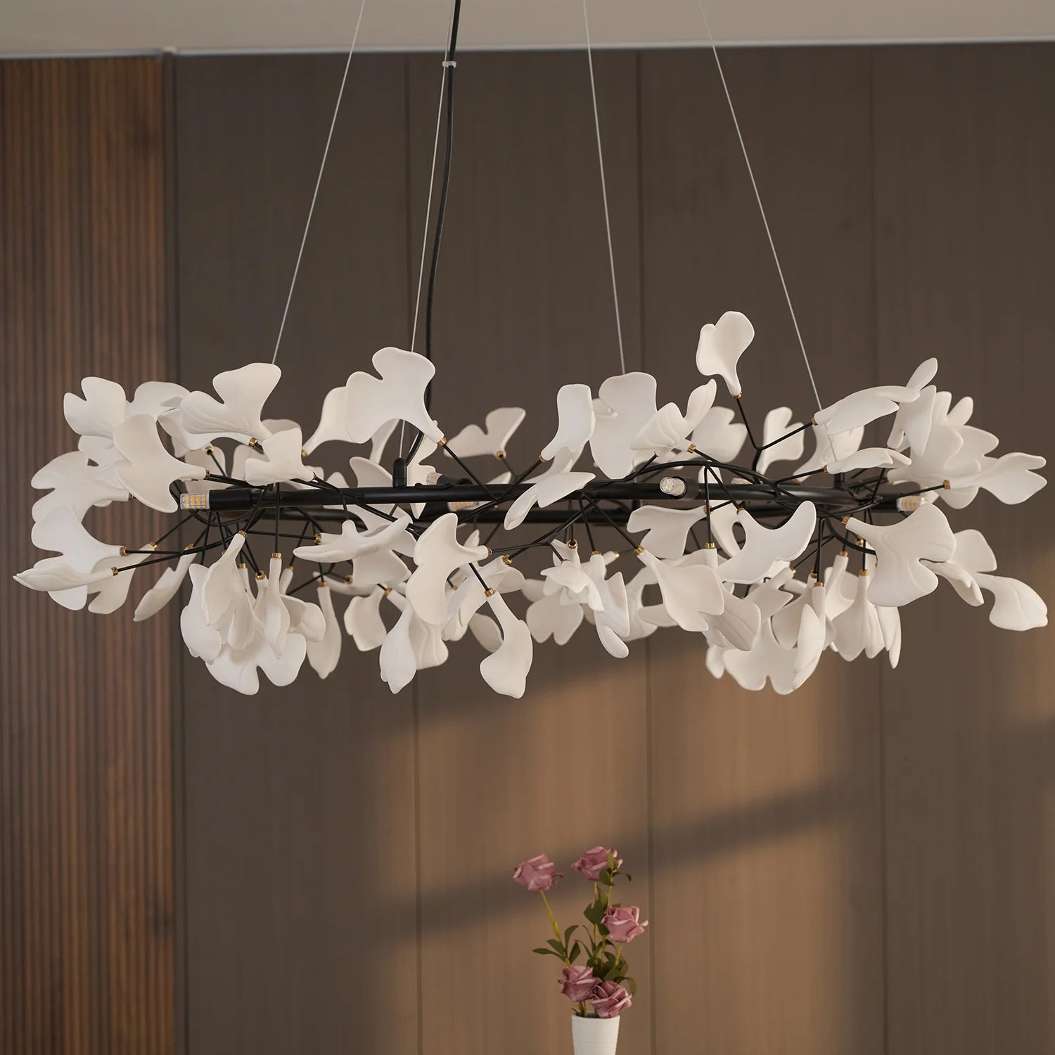 Traditional Gingko Ceramic Chandelier