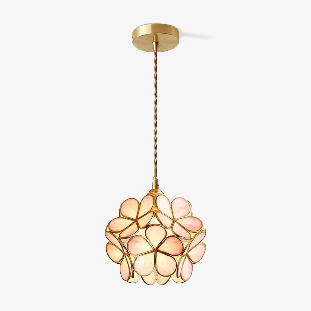 Lampe à suspension chic en verre floral