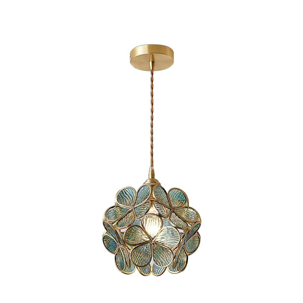 Lampe à suspension chic en verre floral