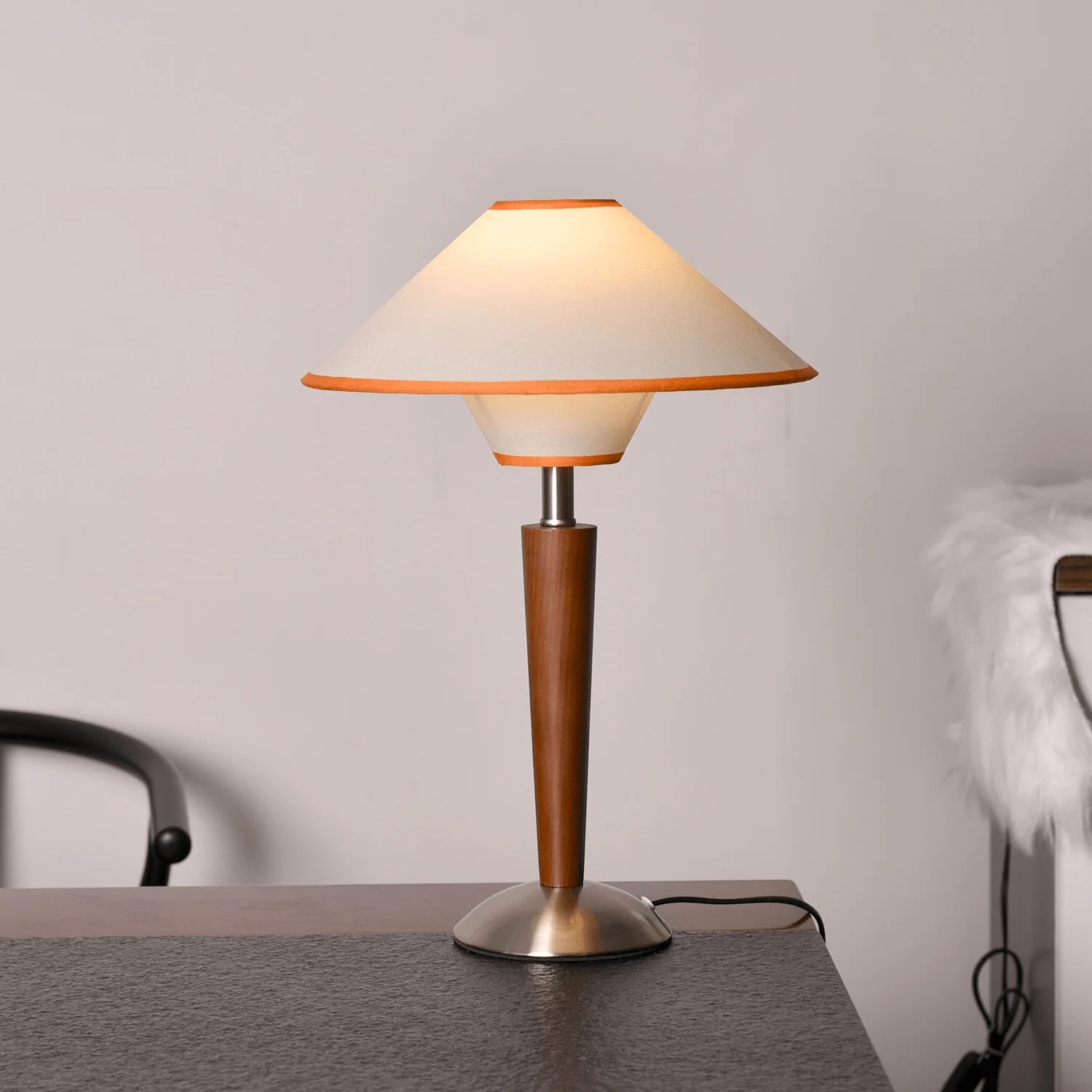 Lampe de table rétro en tissu géométrique
