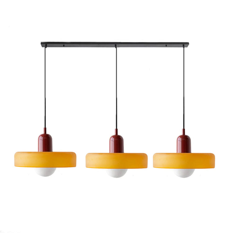 Minimalistisk glaspendel med tre hoveder i Bauhaus-stil