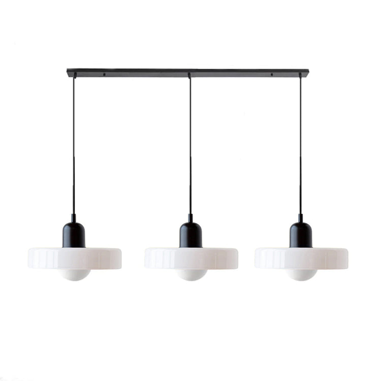 Minimalistisk glaspendel med tre hoveder i Bauhaus-stil