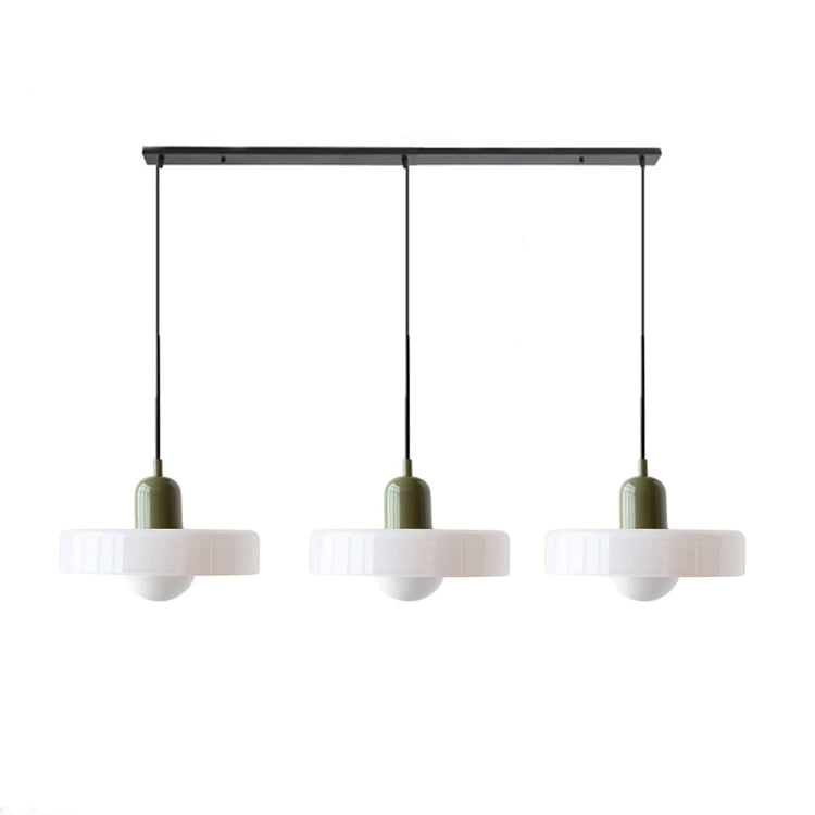 Minimalistisk glaspendel med tre hoveder i Bauhaus-stil