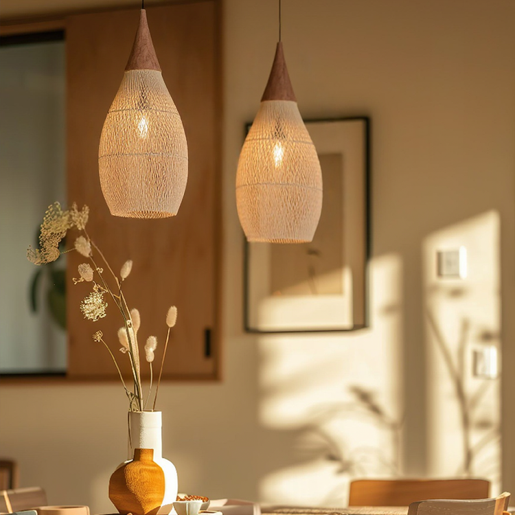 Glarefusion Vintage Rattan Woven Chandelier