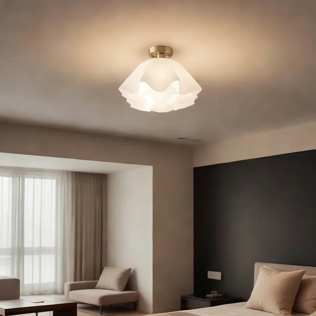 Moderne weiße Blume Semi Flush Mount Deckenlampe
