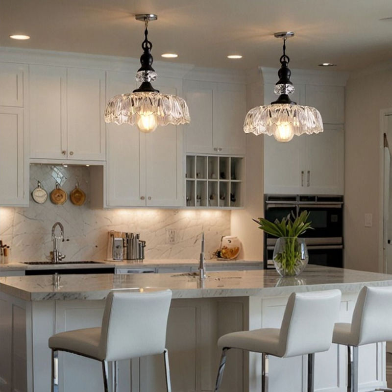 Luce a sospensione per fiori di vetro chic