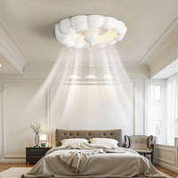 Macaron Simple Stilful Sovroom loftventilator med LED -lys