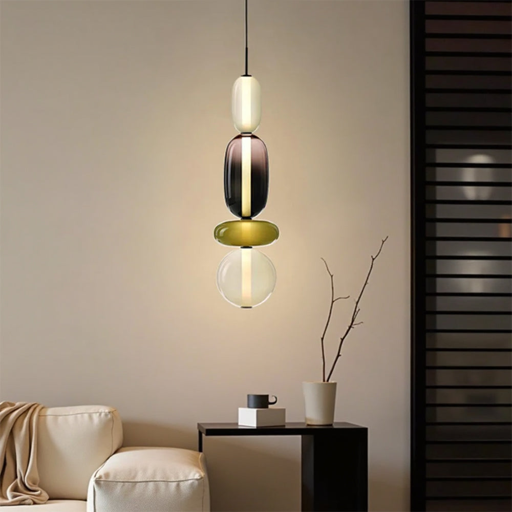 Elegante lampada a sospensione in vetro candito
