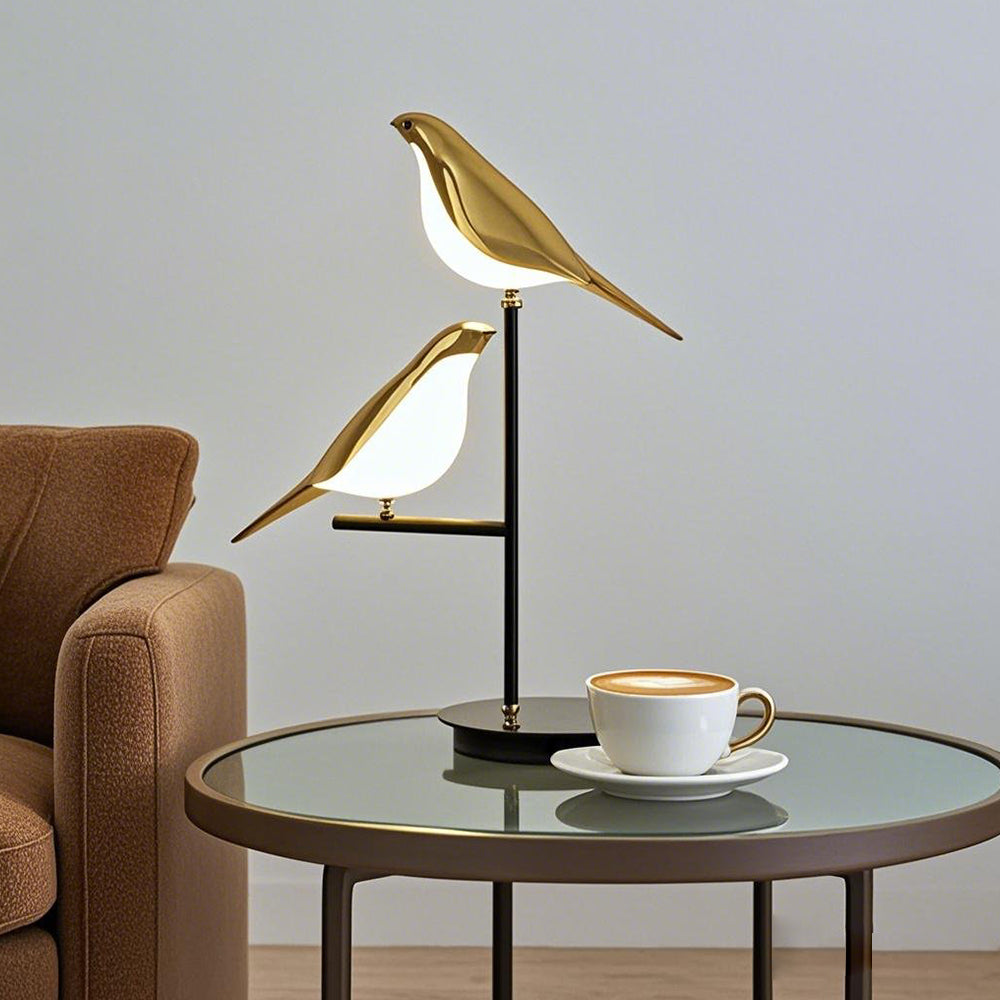 Lampe de table à double oiseaux à double oiseaux