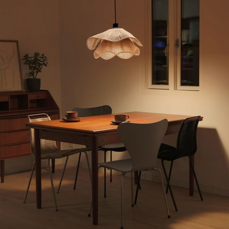 Glarefusion Vintage Straw Hat Petal Chandelier