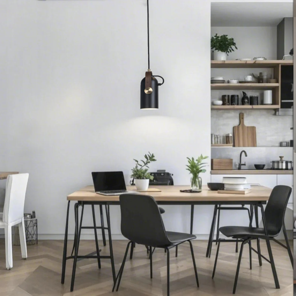 Lampada a sospensione moderna nordica in legno girevole